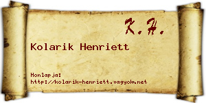 Kolarik Henriett névjegykártya